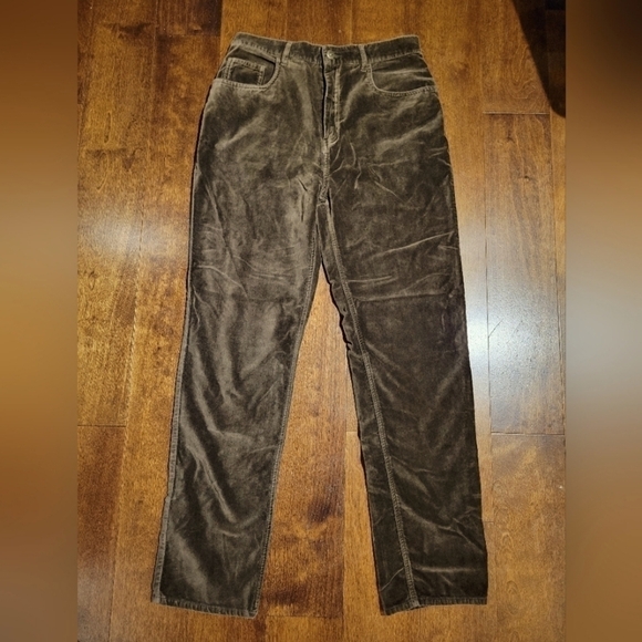 Vintage chocolate brown velour pants - Picture 2 of 4